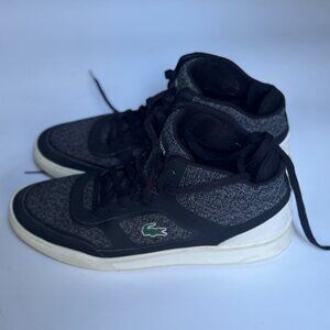 Lacoste Explorateur SPT Mid Men’s Sz 10 High-Top Sneakers Black Knit Suede Shoes